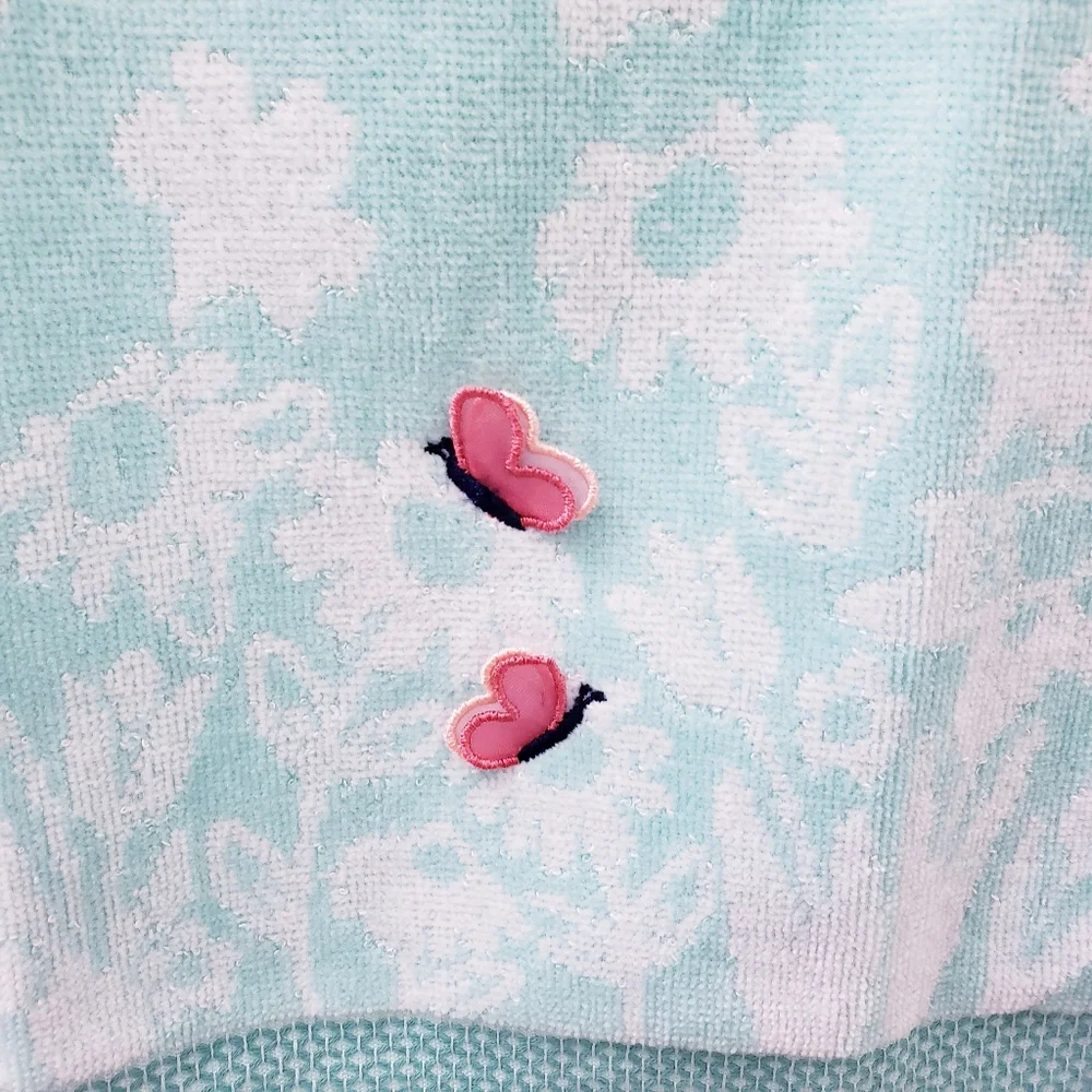 #9094 ■NEW! Butterfly/Floral Hang'N'Snap HAND Towel Pink Snap 🤍ONLY 2 LEFT!